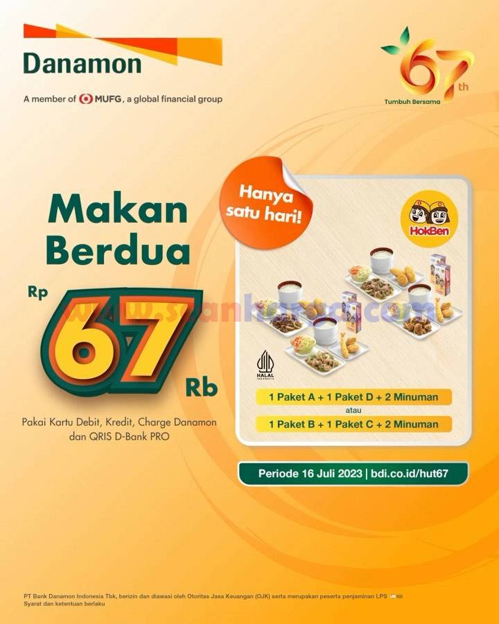 Promo HUT DANAMON X HOKBEN Makan Berdua Hanya Rp. 67RIBU*