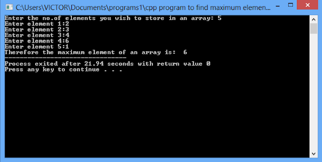 CPP program to find maximum element of an array with less time complexity
