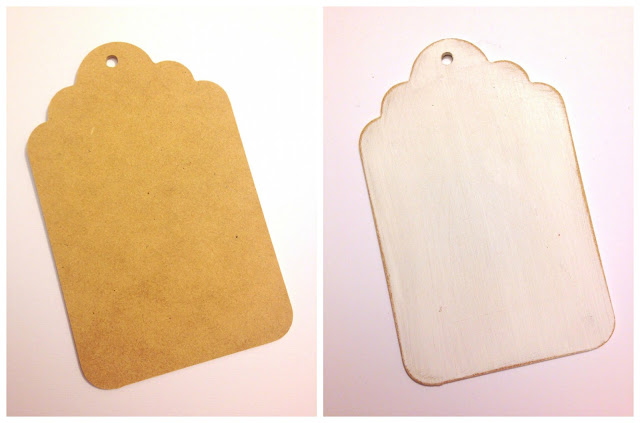 painted large wood tag