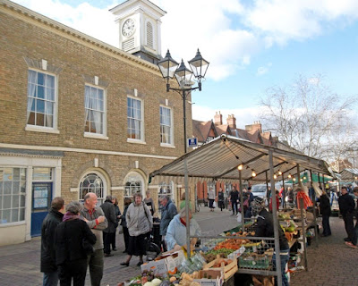 Shopping for fruit and veg on stalls at historic Brigg Market - see Nigel Fisher's Brigg Blog February 2019