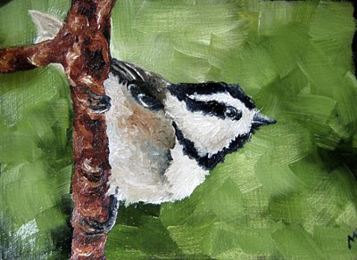 chickadee oil painting