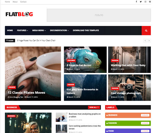 Flat Blog Responsive Blogger Template