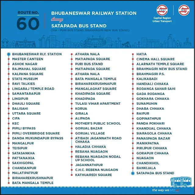 Mo Bus  Route Map 60 Satapada puri Brahmagiri bhubaneswar