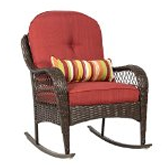 Wicker Rocking Chair Patio Porch Deck Furniture All Weather Proof with Cushions 