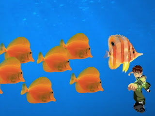 Ben Ten 10 standing tall Wallpapers in Classic Follow Fish background