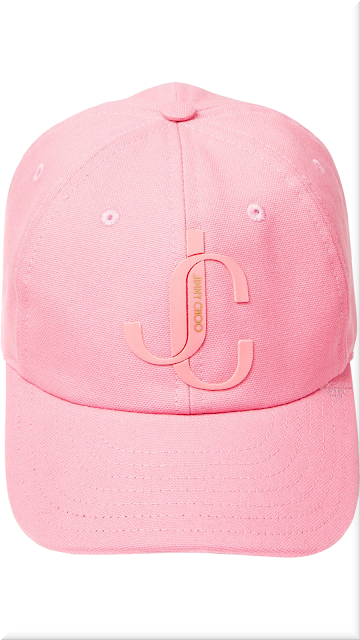 ♦Jimmy Choo candy pink Paxy cotton baseball cap with shiny JC monogram #jimmychoo #accessories #pink #brilliantluxury