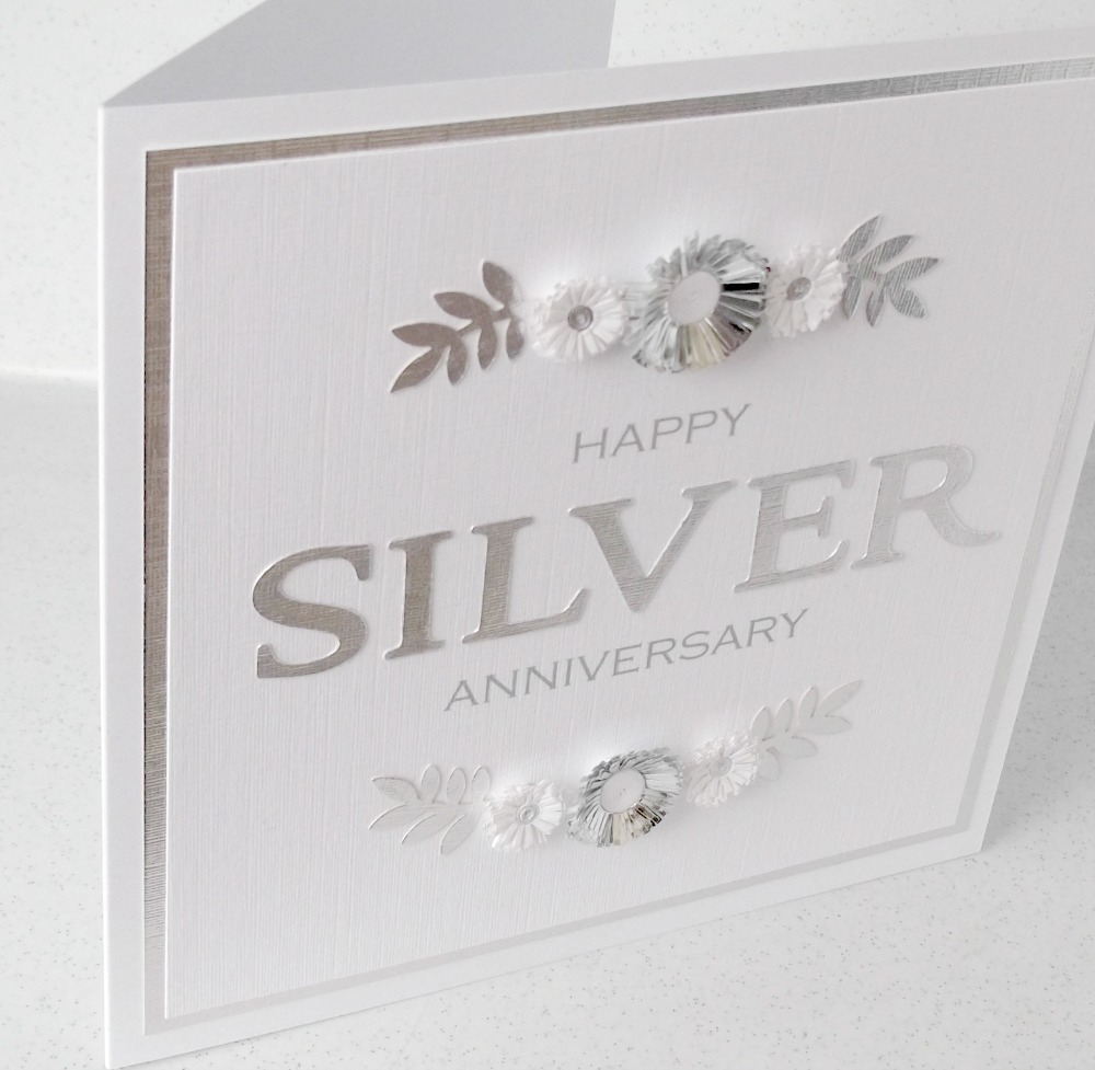 Paper Daisy Cards  Quilled silver  wedding  card 