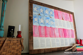 summer, flag, 4th of July, summer, vintage, books, http://bec4-beyondthepicketfence.blogspot.com/2014/06/summer-mantel-old-faded-book-page-flag.html