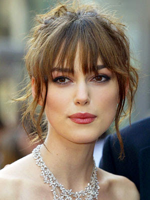 side swept fringe hairstyles. side swept bangs.