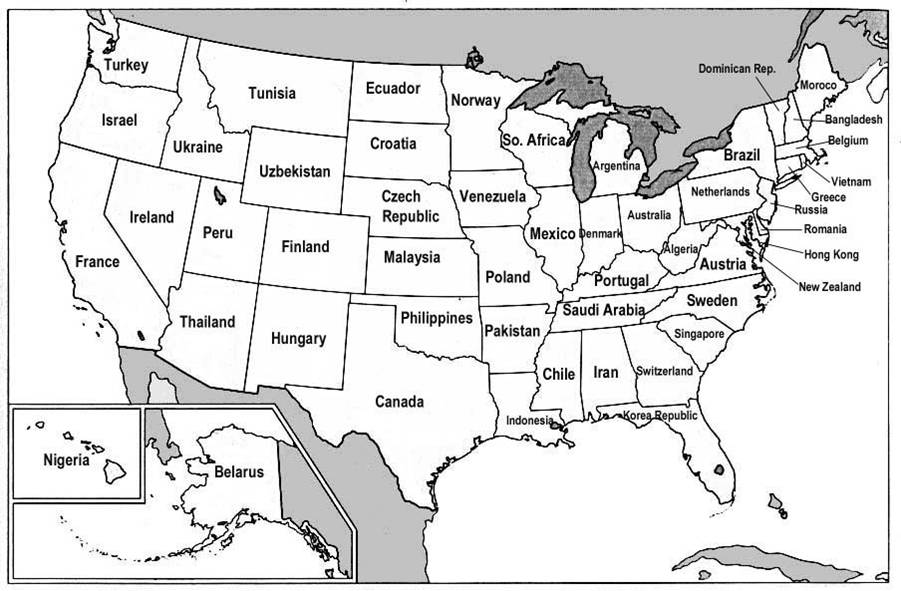 map of usa with states and cities. The map shows the 50