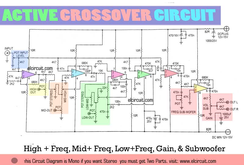 Active Crossover Circuit uses LM741 - Electronic Circuit