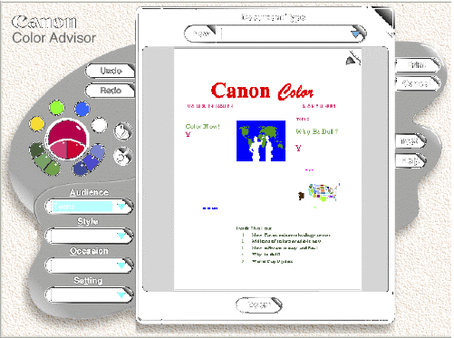 Canon Color Advisor screen dump
