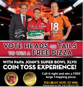 Papa John’s Super Bowl XLVII Coin Toss Experience