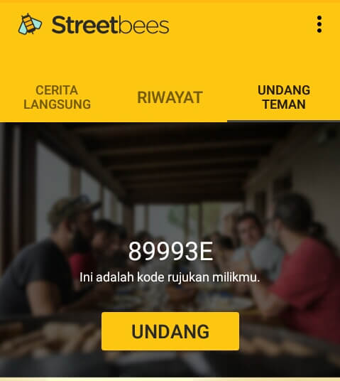 Untuk Cara lain memperoleh Dollar yaitu menyuruh teman memasukkan kode refferal Anda ketika mendaftar. Setiap teman yang berhasil diundang, maka Anda akan memperoleh $0,7. Undanglah teman pada menu "Undang Teman".