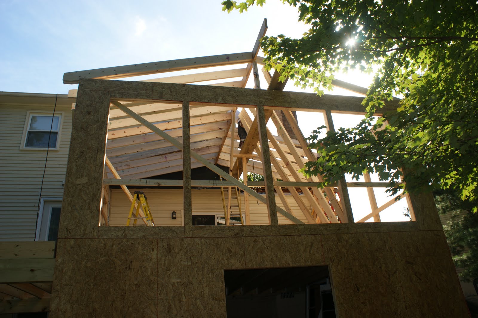 Step three finish framing the roof and sheath it