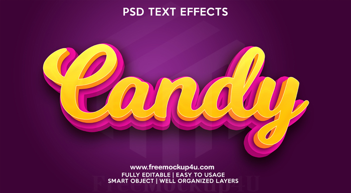 Candy Text Effect Editable Premium Psd
