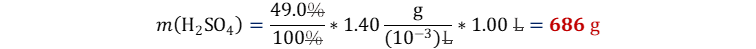 gramos de ácido sulfúrico H2SO4 al 49.0% densidad 1.40 y 1.00 L de solución, peso de ácido sulfúrico H2SO4 al 49.0% densidad 1.40 y 1.00 L de solución, masa de ácido sulfúrico H2SO4 al 49.0% densidad 1.40 y 1.00 L de solución, con ácido sulfúrico H2SO4 al 49.0% densidad 1.40 y 1.00 L de solución cuantos gramos de soluto hay, con ácido sulfúrico H2SO4 al 49.0% densidad 1.40 y 1.00 L de solución hallar los gramos de H2SO4, con ácido sulfúrico H2SO4 al 49.0% densidad 1.40 y 1.00 L de solución hallar la masa de H2SO4, con ácido sulfúrico H2SO4 al 49.0% densidad 1.40 y 1.00 L de solución calcular el peso de H2SO4