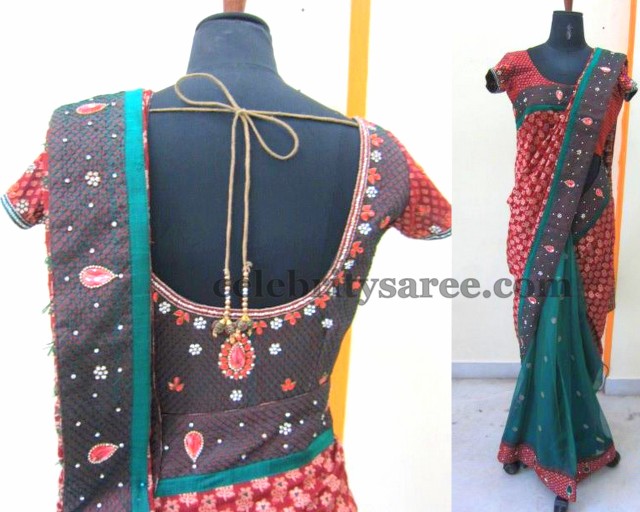 Net Benaras Sari with Kundan Blouse