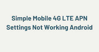 Simple Mobile 4G LTE APN Settings Not Working Android