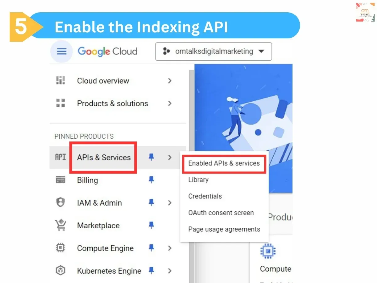 Enable the Indexing API 1