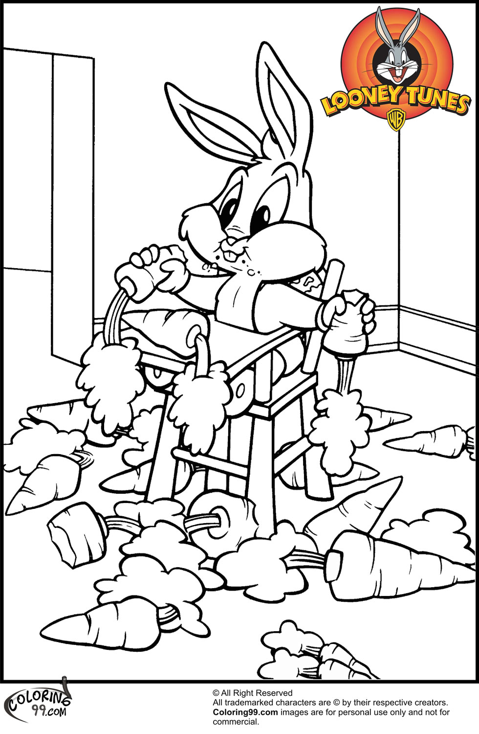 baby bugs bunny breakfast · baby bugs bunny eating caroot coloring pages