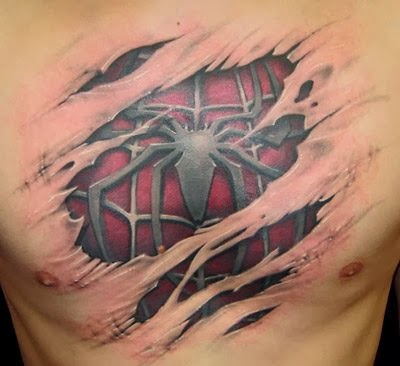 design tatto 3d spiderman