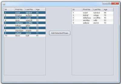 jtable selectedrows