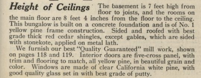 written description of Sears Argyle in 1921 Sears Modern Homes catalogue