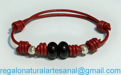 pulsera de cuero con piedra semipreciosa agata