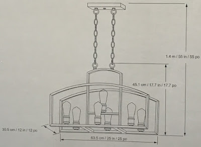 Dimensions for the Design Solutions International 7 Light LED Chandelier