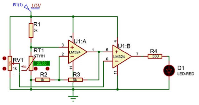 Implementasi sensor PTC dengan kendali analog