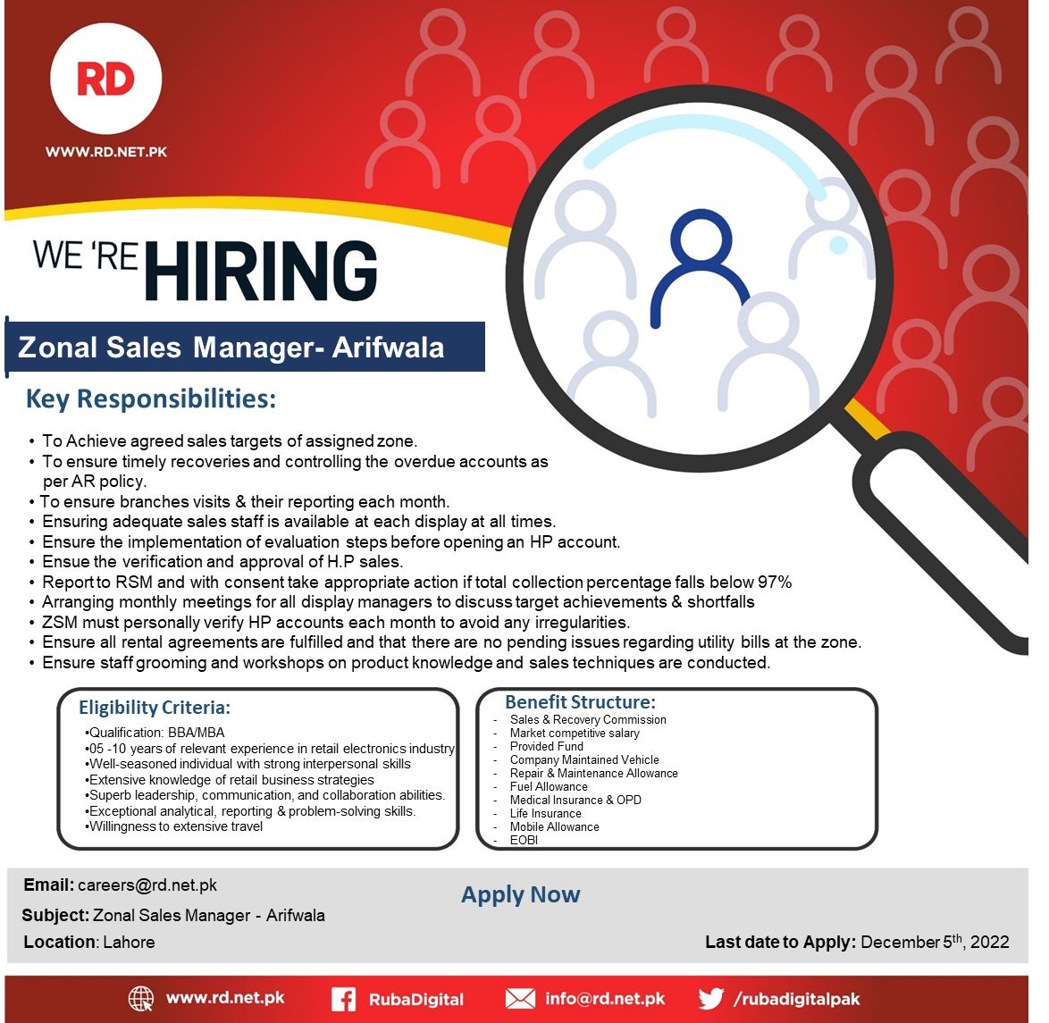 RD Ruba Digital Pvt Ltd Looking to hire Zonal Sales Manager