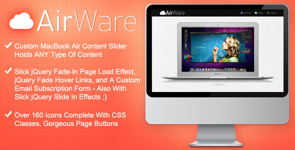 AirWare Mac App Website Template - Software Technology