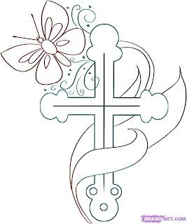 Religious Cross drawing art coloring page for Kids