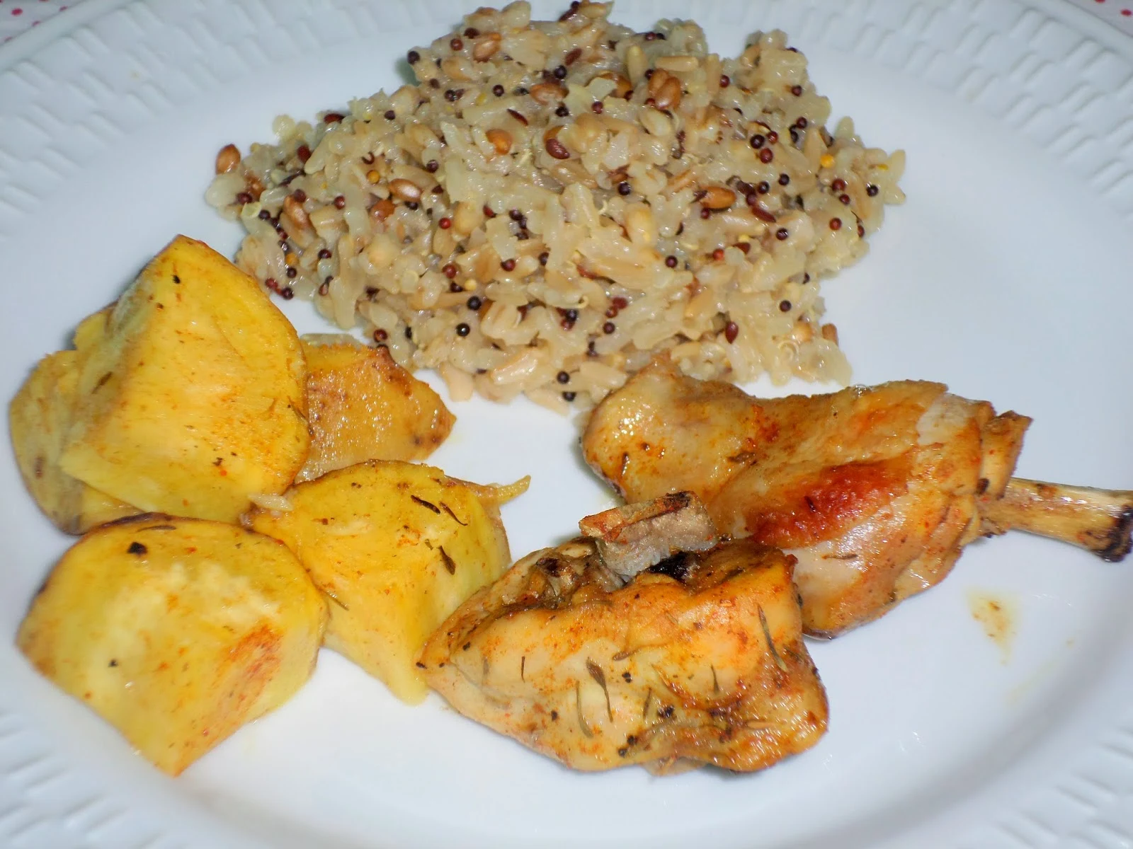 delicia de frango tomilho batata doce assado