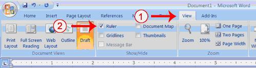 Microsoft word Ruler Show or Hide