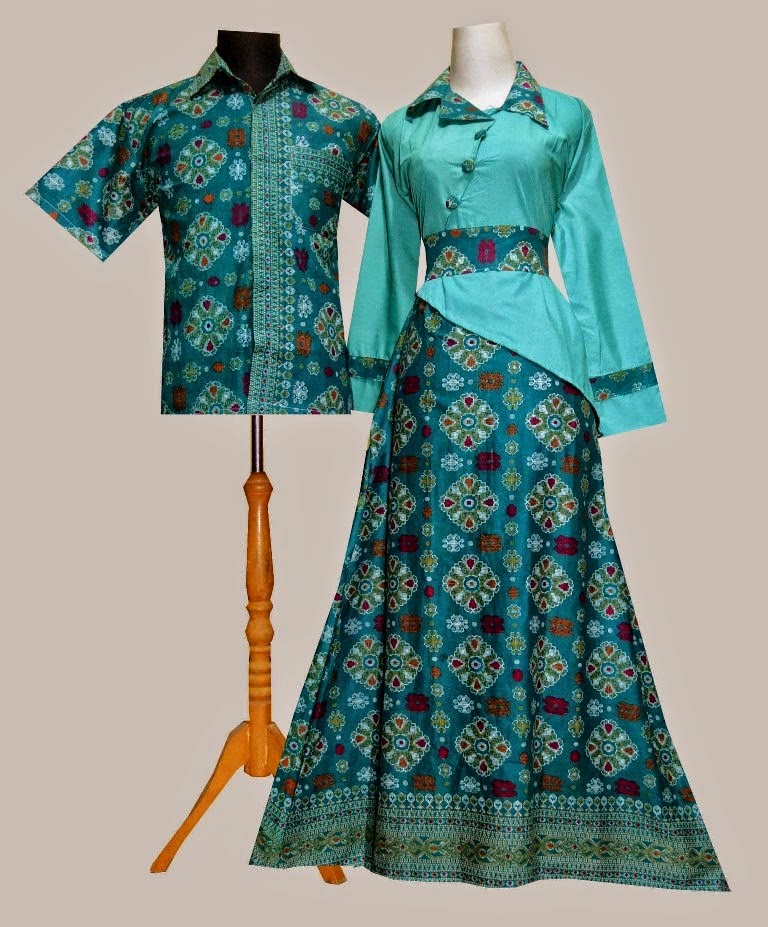  gamis  batik kombinasi polos  2019 gamis  batik kombinasi 