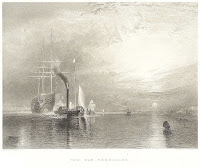 The Fighting Temeraire engraving after J. M. W. Turner by James Tibbits Willmore c.1845, correcting location of ship design.