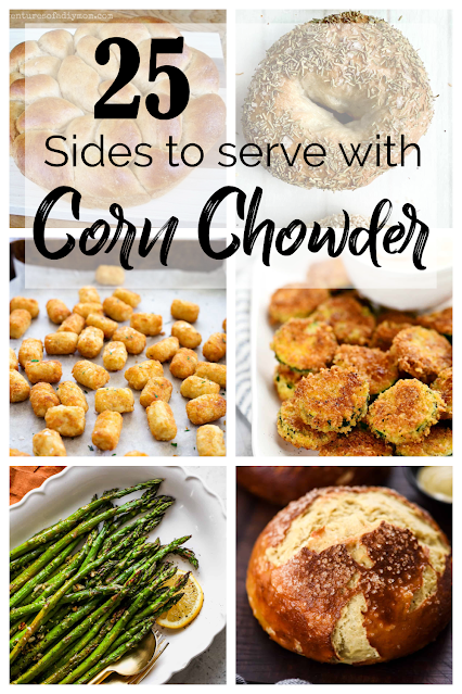 collage of side dishes to serve with corn chowder