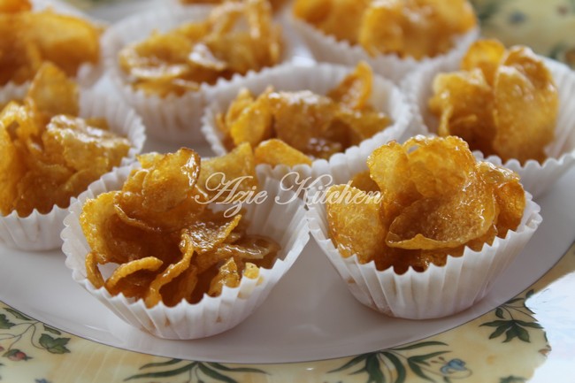 Biskut Cornflakes Madu Yang Sedap - Azie Kitchen