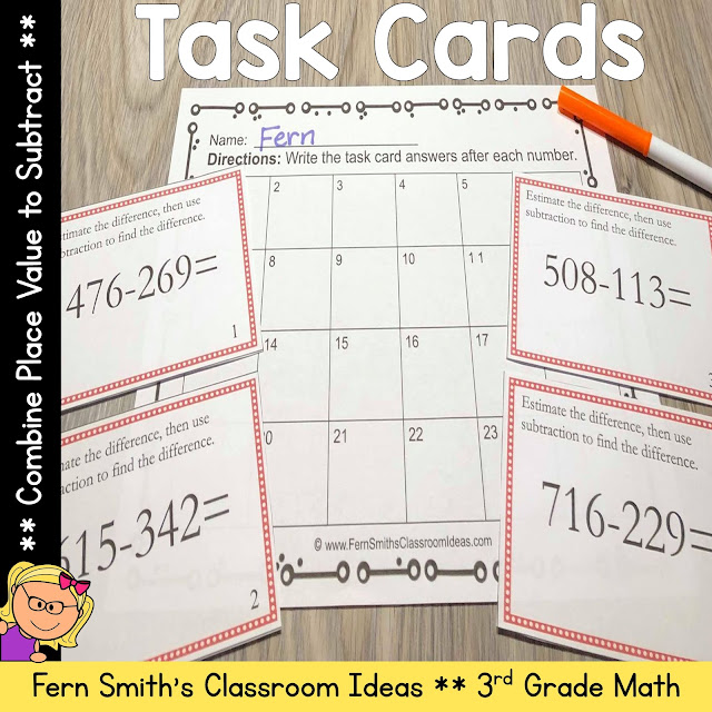 Click Here to Download These How to Combine Place Value to Subtract Task Cards Mini-Set to Use TODAY!