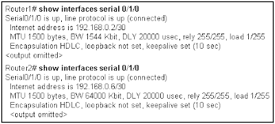 Refer to the exhibit. Routers 1 and 2 are directly connected over a serial link. Pings are failing between the two routers. What change by the administrator will correct the problem?