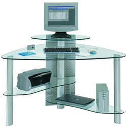 Clear Glass Corner Desk Bristol Executive