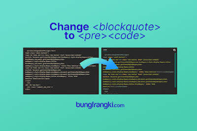 Merubah Blockquote Tag Menjadi Pre Code Tag dengan JavaScript