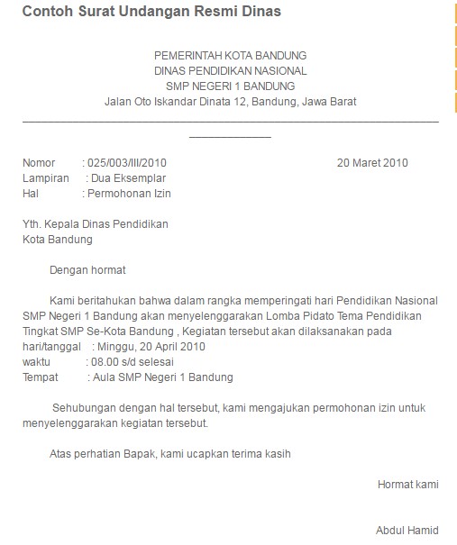 9 Contoh Surat Resmi Yang Baik & Benar Sesuai EYD