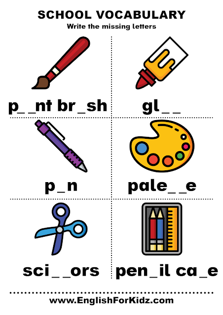 Classroom objects worksheets - school vocabulary