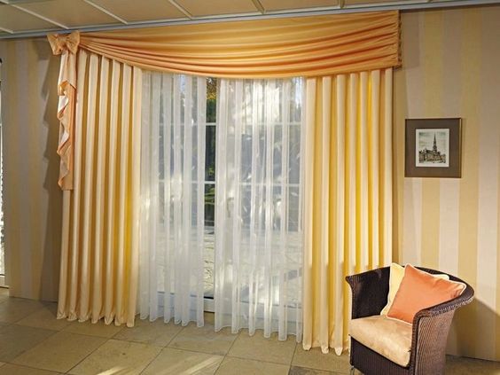 Modern window curtains in cute golden theme