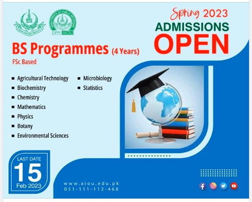 AIOU Admission Open BS Programmes Spring 2023