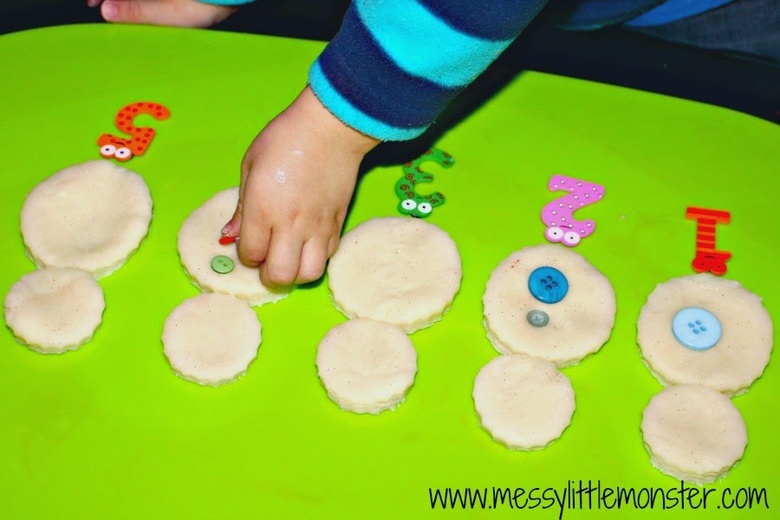 Playdough snowman learning activity for kids