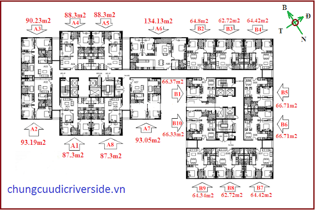  Mặt bằng tầng chung cư Udic Riverside